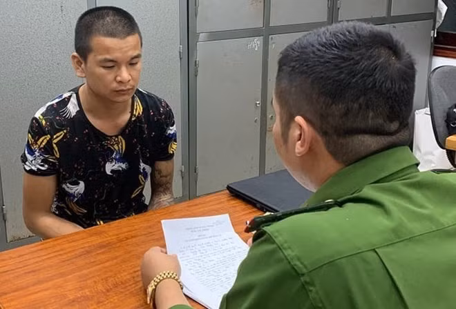 Cơ quan Công an lấy lời khai của đối tượng Khổng Quốc Anh. Ảnh: trithuctructuyen.