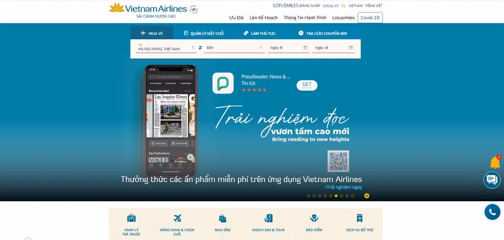 vietnam airlines dot pha voi giao dien website va ung dung di dong moi hinh 1
