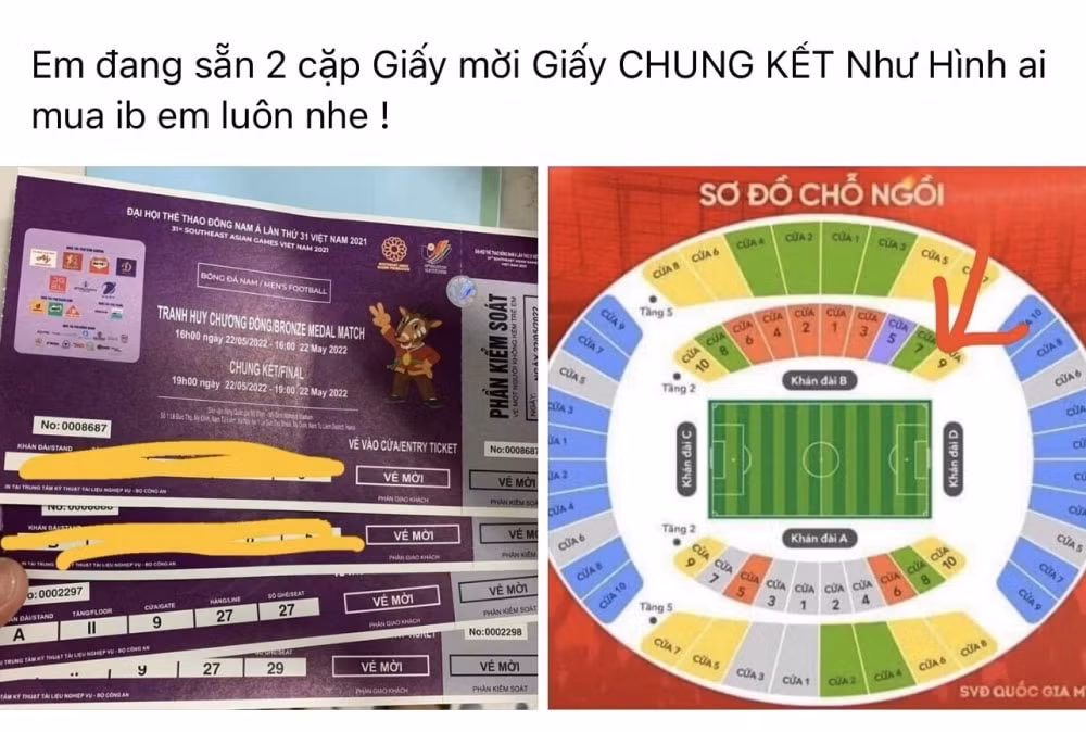 ve chung ket bong da nam sea games 31 tang nong tung gio co ve doa tang 20 trieu dong cap hinh 1