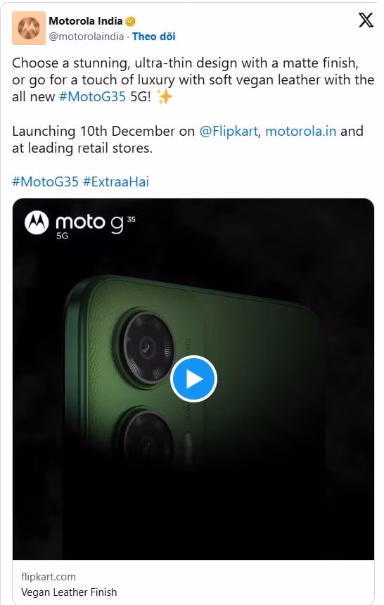 motorola moto g35 sap ra mat tai an do cau hinh manh me thiet ke dang cap hinh 2
