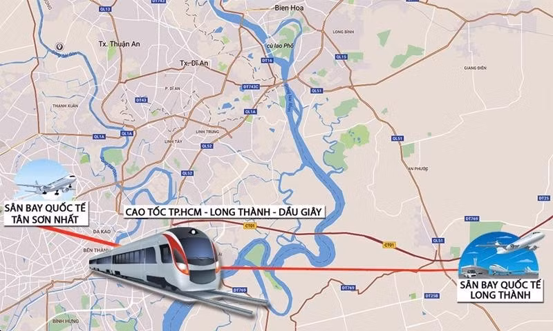 nghien cuu lam duong sat hoac tau dien ngam ket noi san bay long thanh voi san bay tan son nhat hinh 1