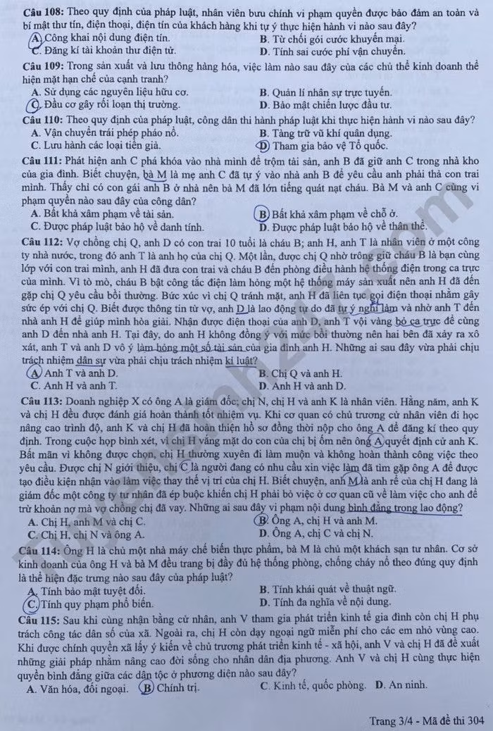 de thi tot nghiep thpt 2022 mon gdcd ma de 304 hinh 3