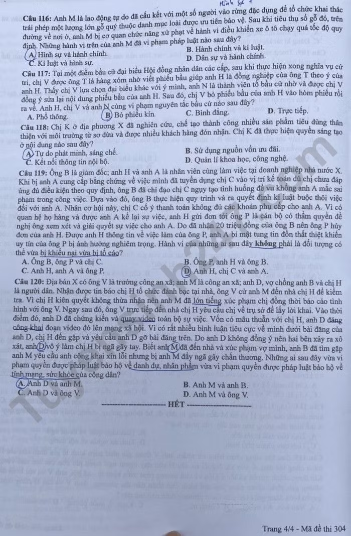 de thi tot nghiep thpt 2022 mon gdcd ma de 304 hinh 4