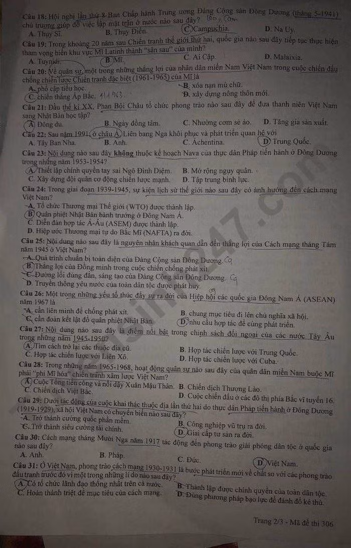 de thi tot nghiep thpt 2022 mon lich su ma de 306 hinh 2