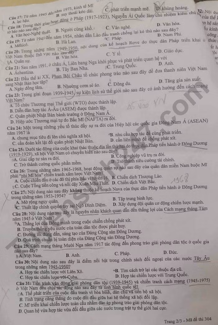 de thi tot nghiep thpt 2022 mon lich su ma de 304 hinh 2