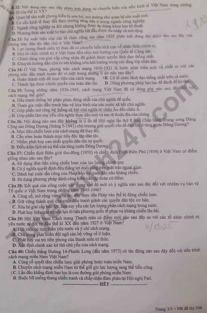 de thi tot nghiep thpt 2022 mon lich su ma de 304 hinh 3