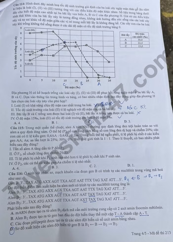 de thi tot nghiep thpt 2022 mon sinh hoc ma de 213 hinh 4