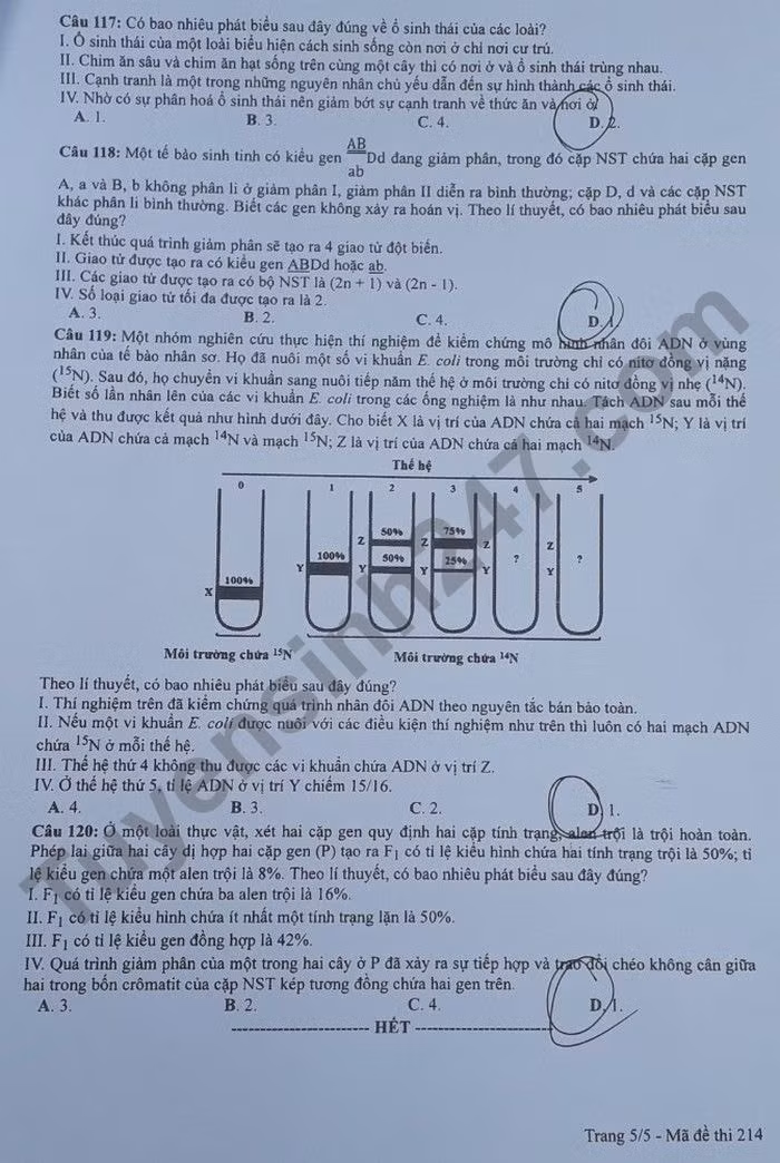 de thi tot nghiep thpt 2022 mon sinh hoc ma de 214 hinh 5