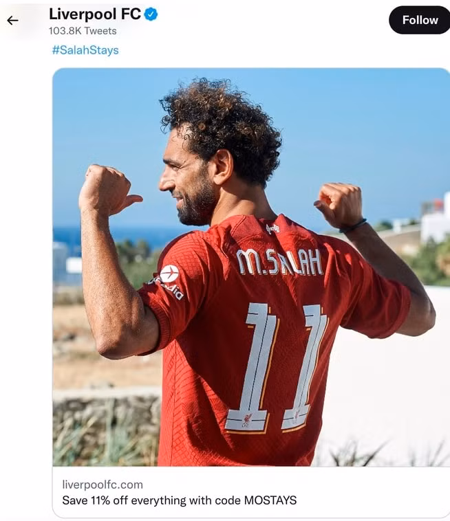 Trang chủ Liverpool thông báo Salah quyết định gia hạn hợp đồng. Ảnh: Liverpool