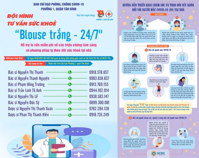 Ngoài thực phẩm, thuốc men... các bệnh nhân Covid-19 chữa trị tại nhà ở phường 1 - quận Tân Bình còn được sự quan tâm, chăm sóc của đội hình tư vấn sức khỏe 
