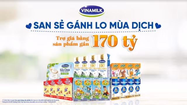 Chương trình nhằm trợ giá cho người tiêu dùng “San sẻ gánh lo mùa dịch” do Vinamilk thực hiện với tổng giá trị gói hỗ trợ là gần 170 tỷ đồng.