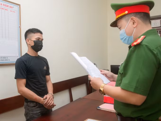 Đối tượng Lưu Đình Lực tại cơ quan Công an