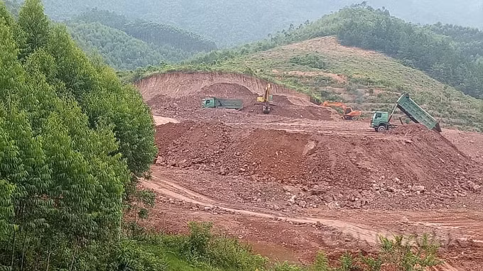 Quả đồi hơn 1ha của nhà ông Thường bị san bằng và có dấu hiệu 