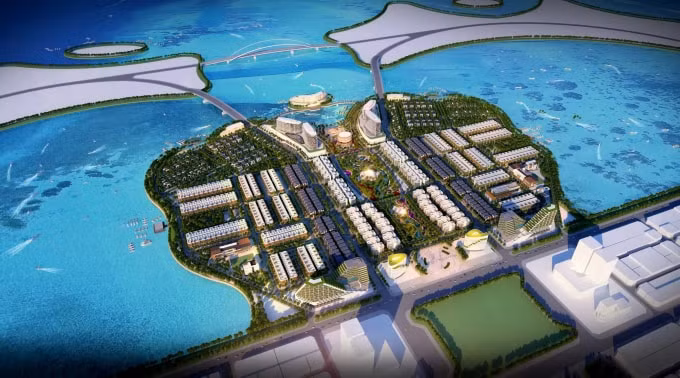 Phối cảnh tổng thể dự án lấn biển Phú Cường Hoàng Gia ở TP Rạch Giá, Kiên Giang