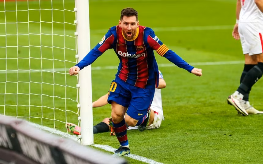 Messi tỏa sáng trong trận thắng của Barca. Ảnh: Getty.