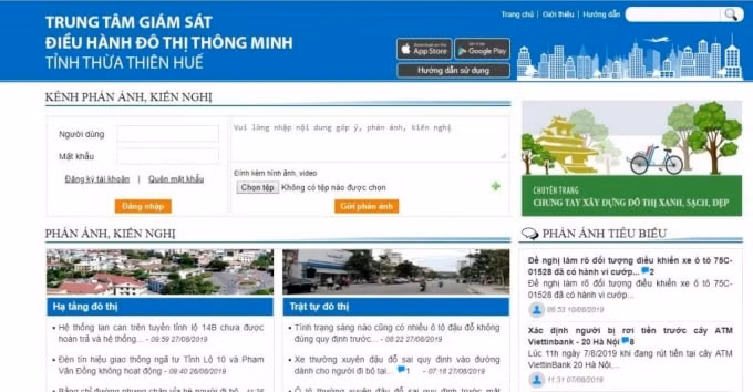 Kênh phản ánh, kiến nghị của Trung tâm giám sát Đô thị thông minh.