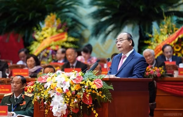 Thủ tướng Nguyễn Xuân Phúc phát biểu tại Đại hội. Ảnh: VGP