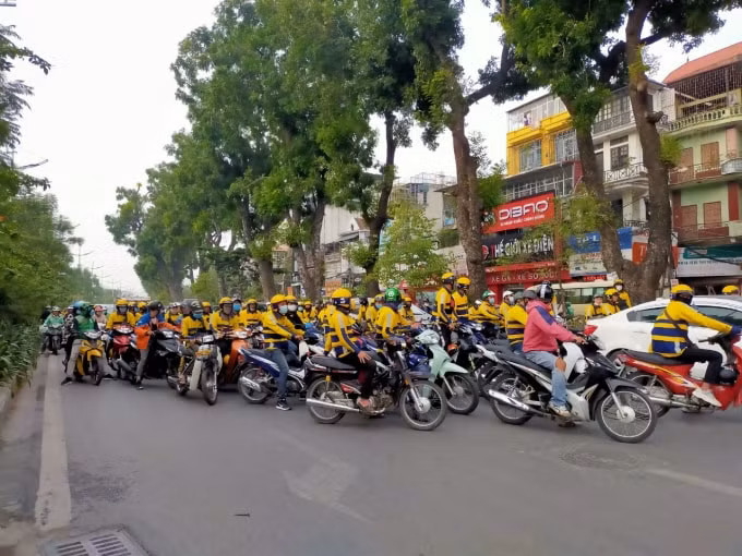 Hình ảnh tài xế Be đình công. Ảnh: Quang Hùng