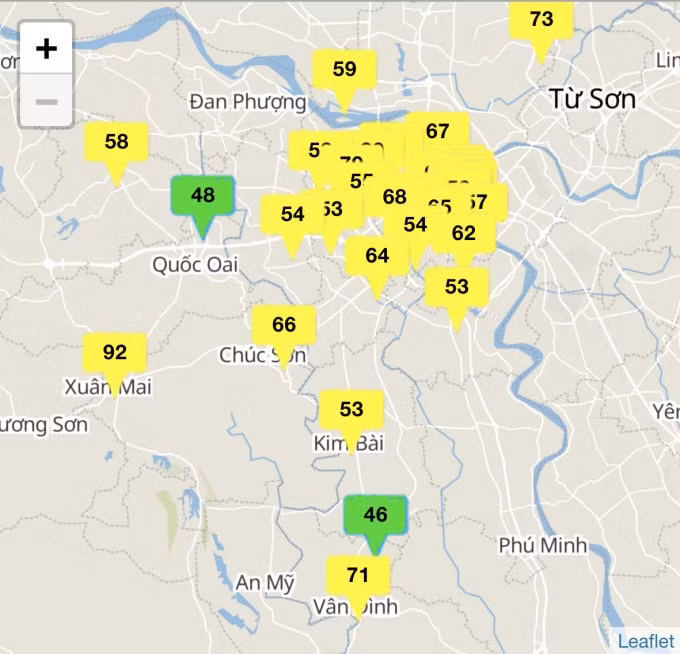 Cả Thành phố chỉ có hai điểm có chất lượng không khí tốt. Ảnh: Dương Lâm