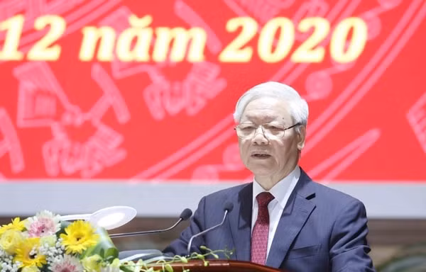 Tổng Bí thư, Chủ tịch nước Nguyễn Phú Trọng, Trưởng Ban Chỉ đạo Trung ương về phòng, chống tham nhũng phát biểu kết luận hội nghị. Ảnh: TTXVN