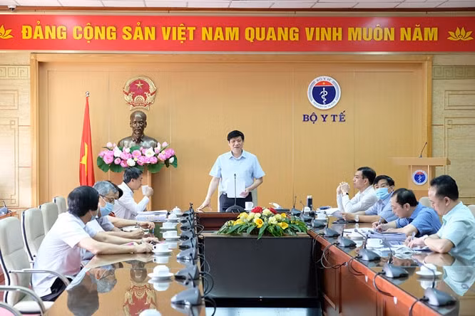Quang cảnh hội nghị tại điểm cầu Bộ Y tế. Ảnh: TL