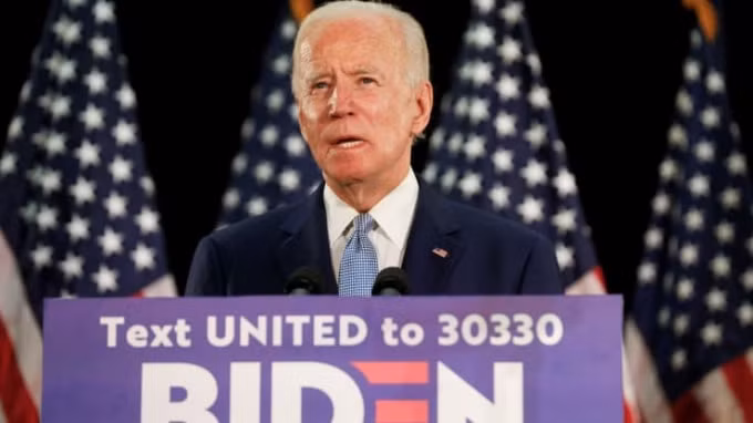 Ứng cử viên Tổng thống Đảng Dân chủ Hoa Kỳ và cựu Phó Tổng thống Joe Biden phát biểu trong một sự kiện vận động tranh cử về nền kinh tế Hoa Kỳ tại Đại học Bang Delaware ở Dover, Delaware, Hoa Kỳ ngày 5 tháng 6 năm 2020. Ảnh: Jim Bourg | Reuters