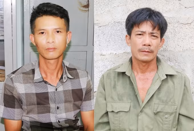 Hai đối tượng Lê Minh Đức và Nguyễn Đăng Thảo (bên phải)
