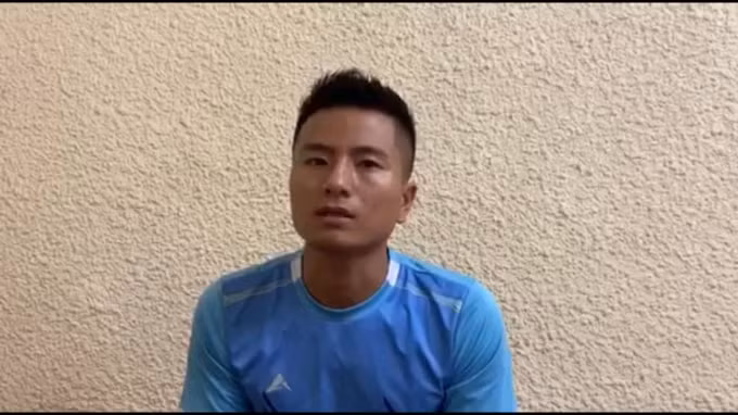 Nghi phạm Nguyễn Tiến Hân tại cơ quan công an.