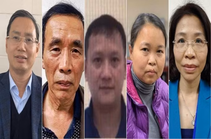 Bùi Quang Huy (ở giữa) cùng hàng loạt cán bộ Sở KH&ĐT liên quan đến Công ty Nhật Cường bị khởi tố.