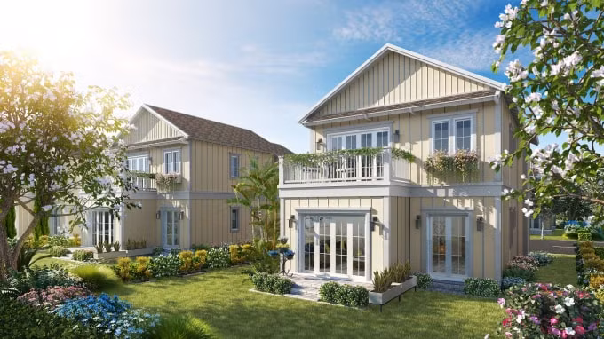 Phối cảnh nhà mẫu second home của NovaWorld Phan Thiết - giai đoạn một phát triển theo phong cách Mỹ.