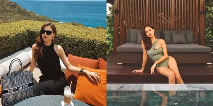 Nữ diễn viên xinh đẹp dát kín hàng hiệu lên người mỗi khi đi du lịch. Ảnh: FB Phanh Lee