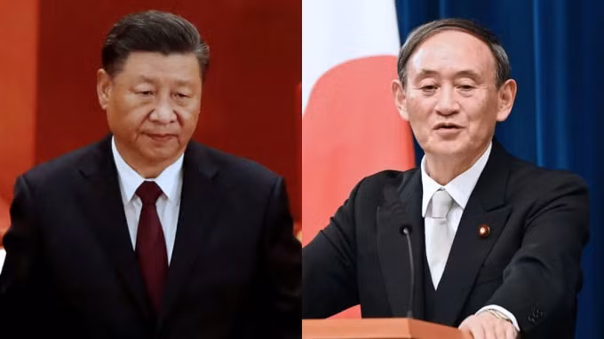 Chủ tịch Trung Quốc Tập Cận Bình và Thủ tướng Nhật Bản Yoshihide Suga đã nói chuyện qua điện thoại hôm thứ Sáu. Ảnh: Reuters & Karina Nooka/Nikkei