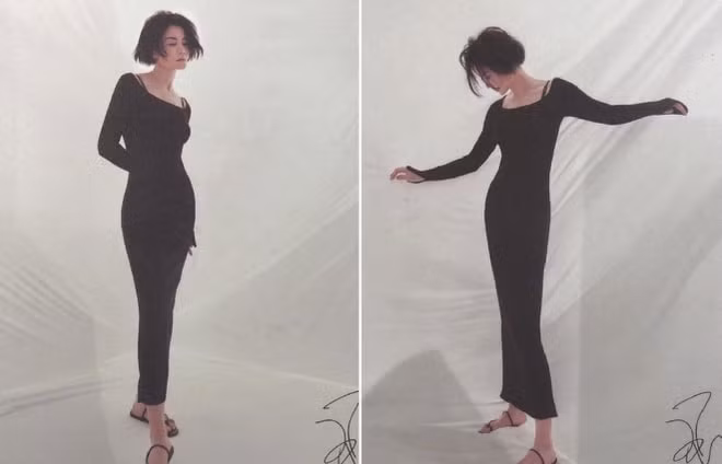 Ảnh hậu trường chưa qua chỉnh sửa cho thấy vóc dáng thon gọn của Vương Phi.