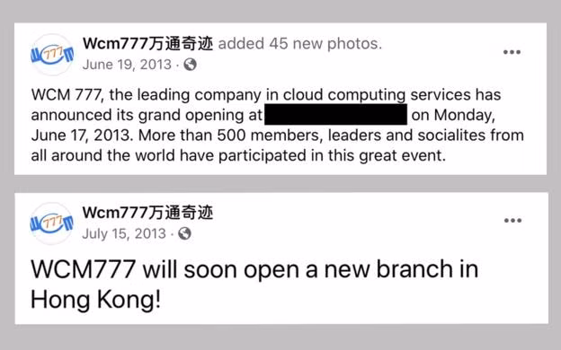 Một số bài đăng trên Facebook được sử dụng để tiếp thị kế hoạch WCM Pozi. Ảnh: BBC