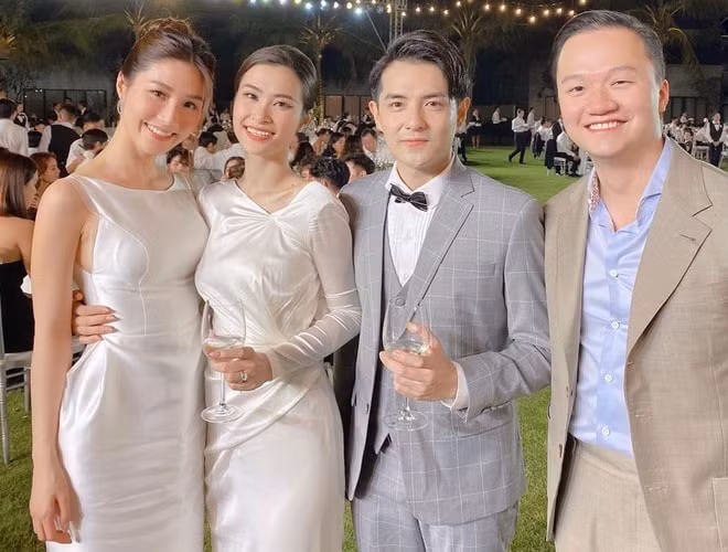 Hình ảnh Diễm My và bạn trai dự đám cưới Đông Nhi - Ông Cao Thắng vào cuối năm ngoái.