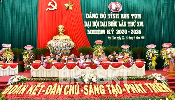 Đại hội đại biểu Đảng bộ tỉnh Kon Tum lần thứ XVI, nhiệm kỳ 2020-2025. Ảnh: Báo Kon Tum