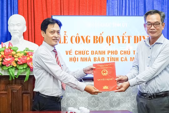 Ông Lê Kiên Giang giữ chức Phó Chủ tịch Hội Nhà báo Cà Mau