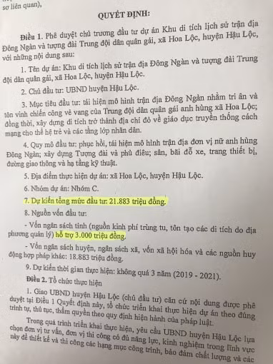 Năm 2019, dự án được phê duyệt hơn 21 tỷ đồng nhưng sau hơn 1 năm , chủ đầu tư đề xuất 