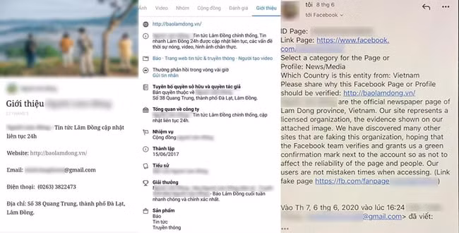 Hình ảnh trang fanpage giả mạo. Ảnh: internet.