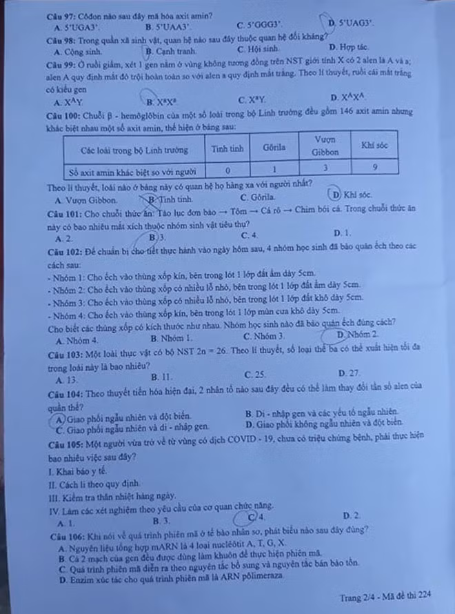 sinh học mã đề 224.- 1