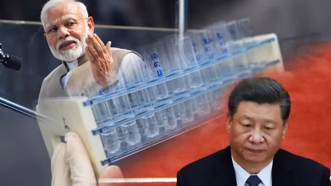 Thủ tướng Ấn Độ Narendra Modi (bên trái) và Chủ tịch Trung Quốc Tập Cận Bình đang tìm cách củng cố quan hệ chặt chẽ hơn với Bangladesh thông qua việc cung cấp vắc-xin COVID-19. Ảnh dựng bởi: Nikkei / Nguồn ảnh của Reuters và AFP / Jiji