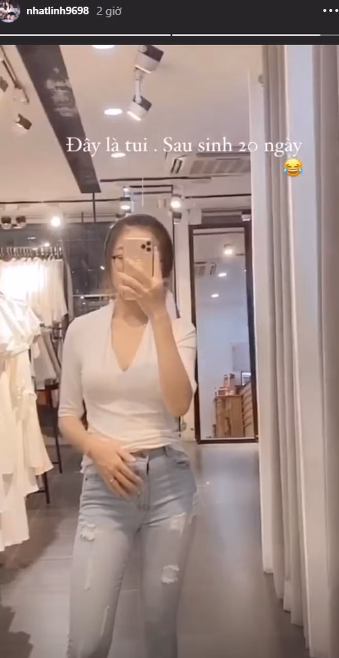 Cô nàng Nhật Linh tự tin khoe nhan sắc sau sinh. Ảnh: internet.