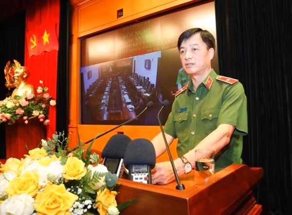 Thứ trưởng Bộ Công an Nguyễn Duy Ngọc phát biểu tại hội nghị. Ảnh: CAND