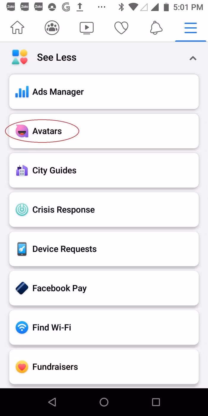 Bấm chọn “Avatar”. Sau đó đến bước tạo hình đầu tiên sẽ là chọn tông màu da phù hợp, rồi bấm “Next”. Ảnh: internet.