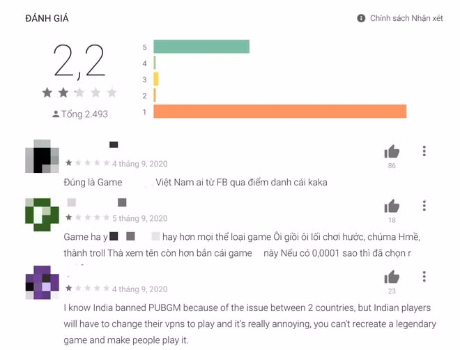 Tựa games PABJE của Ấn Độ nhận bão 1 sao từ dân mạng trong và ngoài nước. Ảnh: internet.