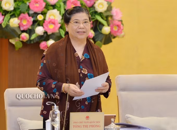 Phó Chủ tịch Thường trực Quốc hội Tòng Thị Phóng, Luật Biên phòng Việt Nam sẽ được đưa ra Quốc hội xem xét, thảo luận. Ảnh: Quochoi.vn.