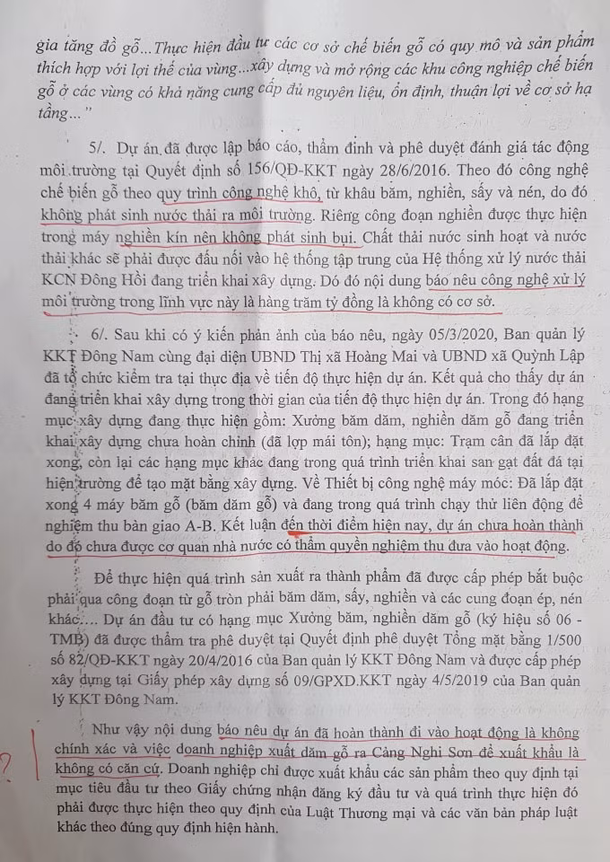 Văn bản phúc đáp số 282/KKT-VP của Ban Quản lý Khu kinh tế Đông Nam lại “bao biện” cho Công ty Đông Hồi