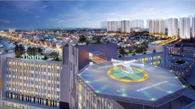 Bệnh viện đa khoa quốc tế Vinmec đầu tiên sở hữu sân đỗ trực thăng cho cho các trường hợp cấp cứu đặc biệt - một trong những đại tiện ích của dự án.