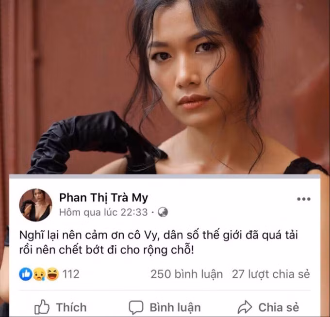 Dòng Status của Phan Thị Trà My khiến cộng đồng mạng phẫn nộ. Ảnh: Fb nhân vật.