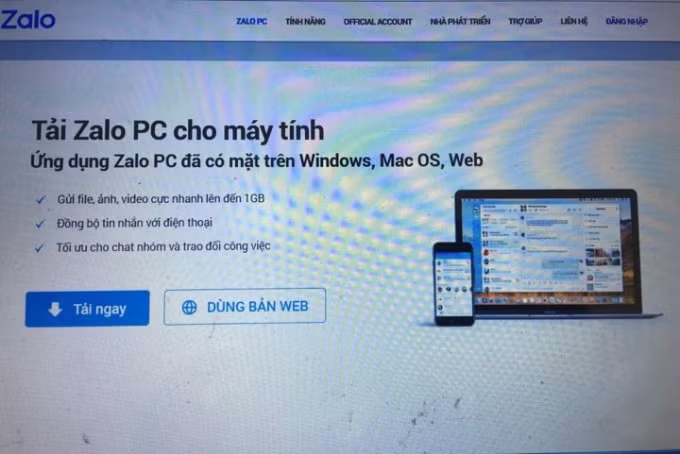 Tên miền “Zalo.vn” của Công ty cổ phần VNG đã bị tạm ngừng cung cấp trong thời gian 45 ngày. Ảnh:PV